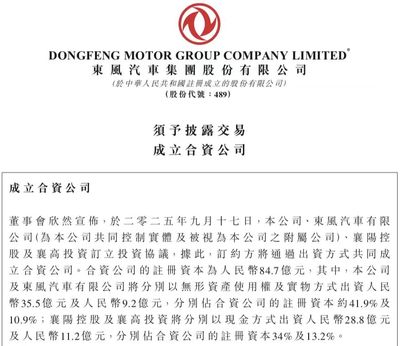 注冊資本84.7億元，東風(fēng)汽車成立智能越野車制造新公司，加速布局新能源與智能化賽道